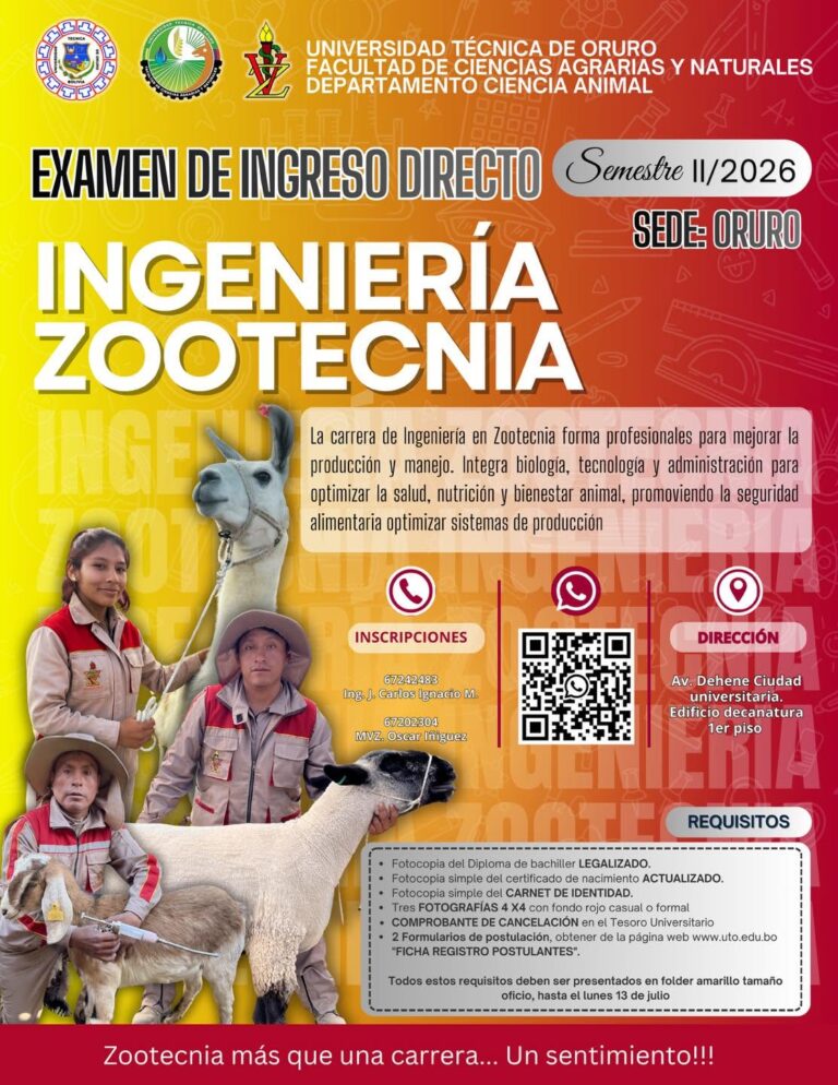 Facultad de Ciencias Agrarias y Naturales mantiene abierto el registro de postulantes para el segundo semestre