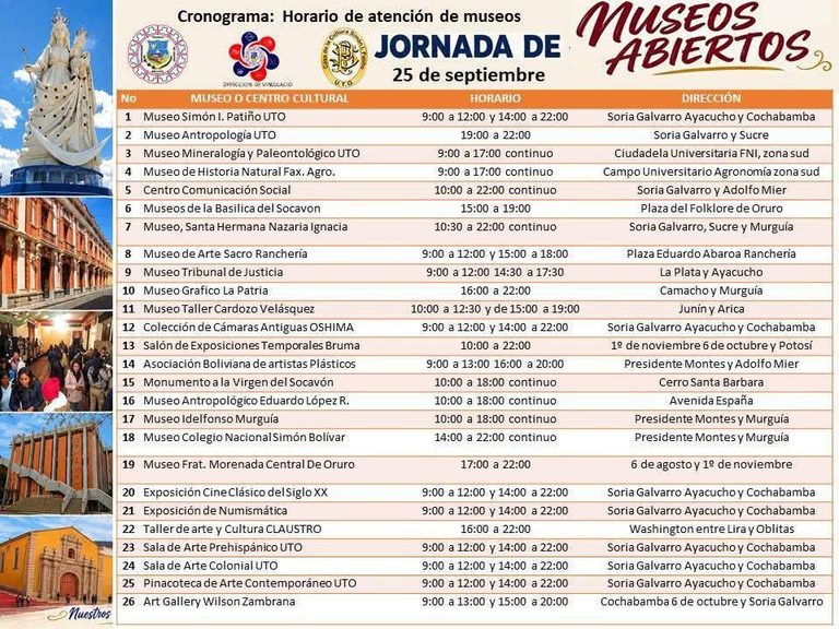 La UTO habilita 26 espacios culturales para la esperada Jornada de Museos Abiertos este 25 de septiembre