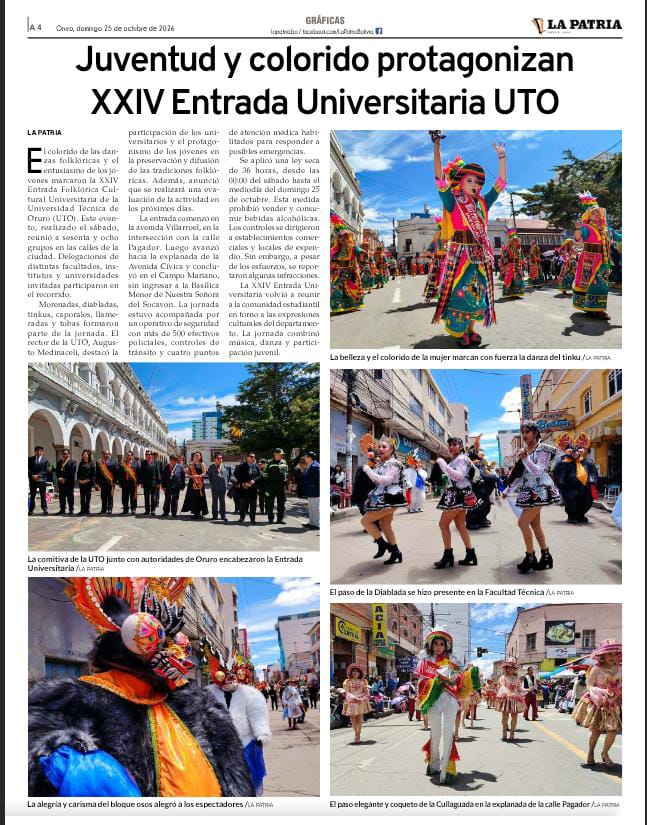 Buena organización destaca la XXIV Entrada Folclórica y Cultural Universitaria