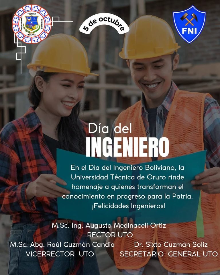 La UTO rinde homenaje a los ingenieros bolivianos en su día y resalta su aporte fundamental al desarrollo del país
